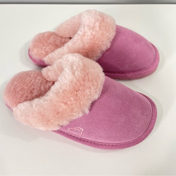 Lamo Pink Suede Sheepskin slippers Sz M - Picture 4 of 7
